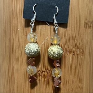 Elegant Gold and Brown Beaded Earrings